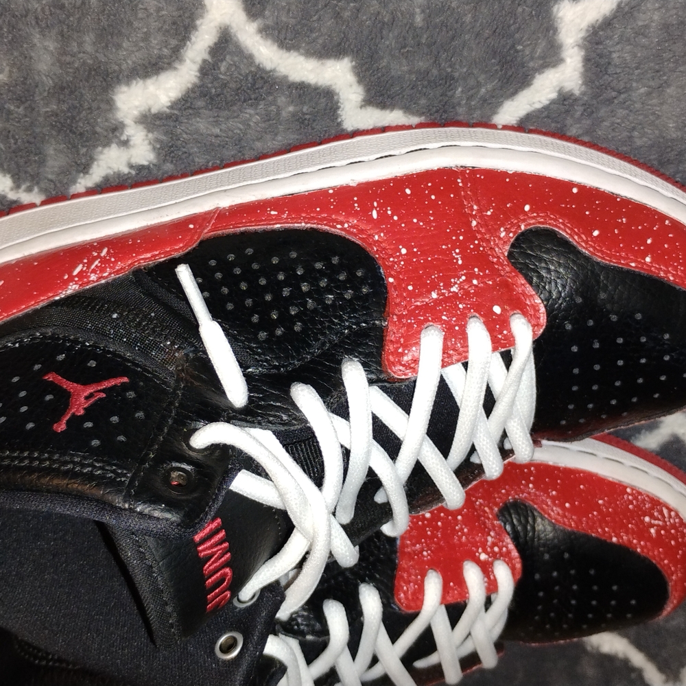 Custom paint Splatter Kids Black,White and Red Sneakers